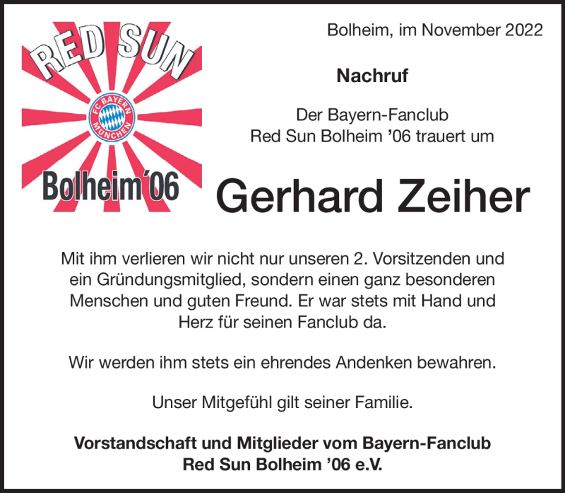  Traueranzeige für Gerhard Zeiher vom 30.11.2022 aus Heidenheimer Zeitung