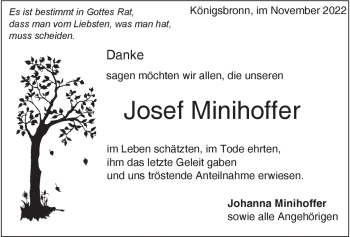 Traueranzeige von Josef Minihoffer von Heidenheimer Zeitung