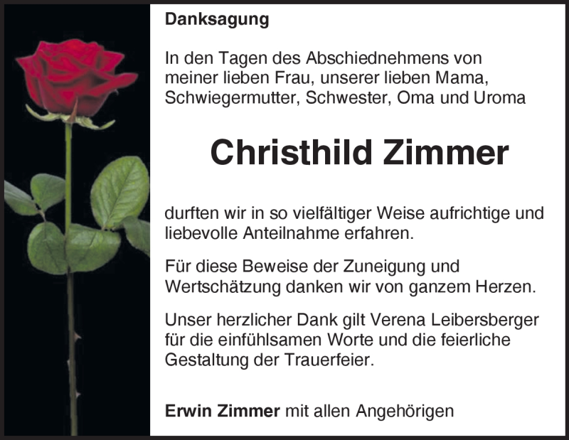  Traueranzeige für Christhild Zimmer vom 17.11.2022 aus Heidenheimer Zeitung
