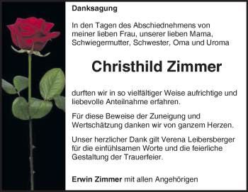 Traueranzeige von Christhild Zimmer von Heidenheimer Zeitung