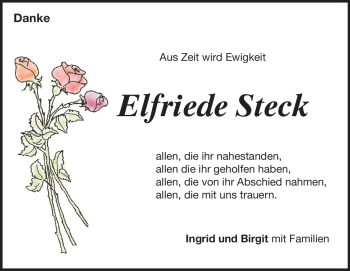 Traueranzeige von Elfriede Steck von Heidenheimer Zeitung