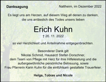 Traueranzeige von Erich Kuhn von Heidenheimer Zeitung