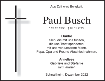 Traueranzeige von Paul Busch von Heidenheimer Zeitung