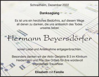 Traueranzeige von Hermann Beyersdörfer von Heidenheimer Zeitung