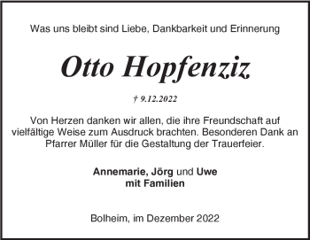 Traueranzeige von Otto Hopfenziz von Heidenheimer Zeitung