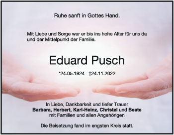 Traueranzeige von Eduard Pusch von Heidenheimer Zeitung