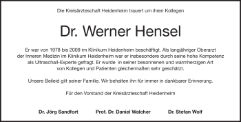 Traueranzeige von Dr. med. Rüdiger Dabrunz von Heidenheimer Zeitung