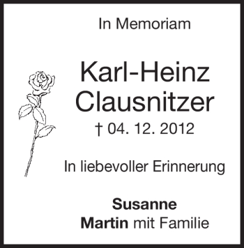 Traueranzeige von Karl-Heinz Clausnitzer von Heidenheimer Zeitung