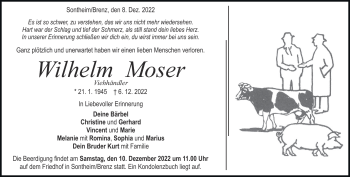 Traueranzeige von Wilhelm Moser von Heidenheimer Zeitung