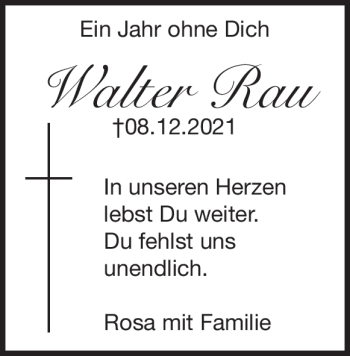Traueranzeige von Walter Rau von Heidenheimer Zeitung
