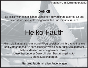 Traueranzeige von Heiko Fauth von Heidenheimer Zeitung
