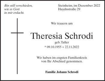 Traueranzeige von Theresia Schrodi von Heidenheimer Zeitung