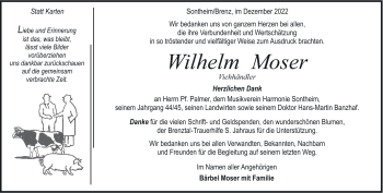Traueranzeige von Wilhelm Moser von Heidenheimer Zeitung