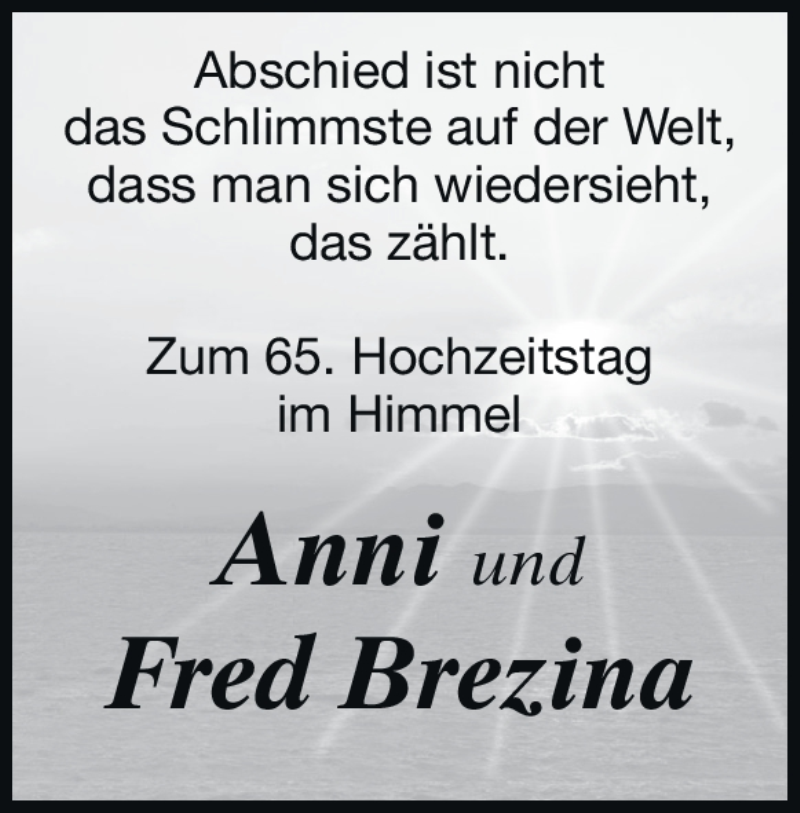  Traueranzeige für Anni Brezina vom 28.12.2022 aus Heidenheimer Zeitung
