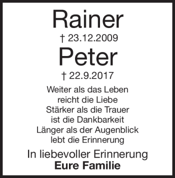 Traueranzeige von Peter Niederberger von Heidenheimer Zeitung