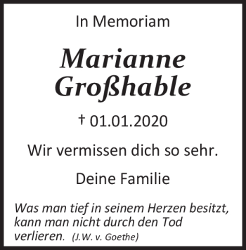 Traueranzeige von Marianne Großhable von Heidenheimer Zeitung