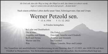 Traueranzeige von Werner Petzold von Heidenheimer Zeitung
