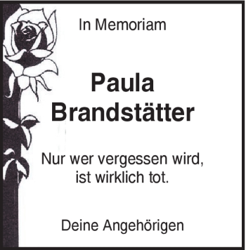 Traueranzeige von Paula Brandstätter von Heidenheimer Zeitung