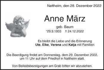 Traueranzeige von Anne März von Heidenheimer Zeitung