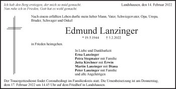 Traueranzeige von Edmund Lanzinger von Heidenheimer Zeitung