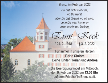 Traueranzeige von Ernst Keck von Heidenheimer Zeitung