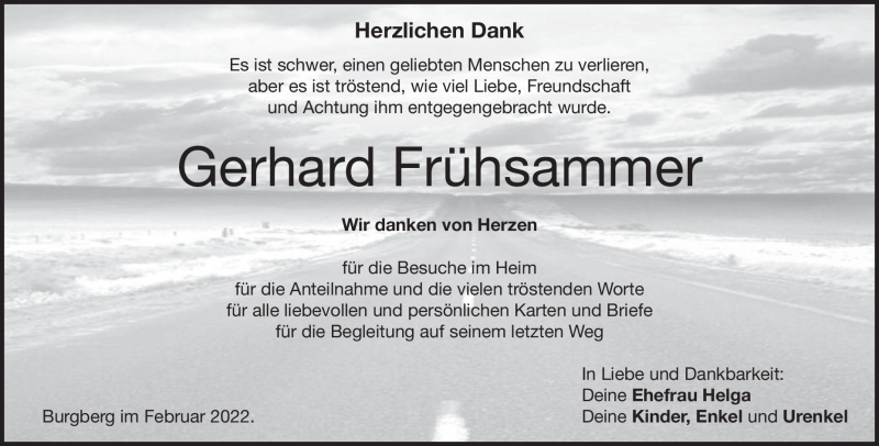  Traueranzeige für Gerhard Frühsammer vom 17.02.2022 aus Heidenheimer Zeitung