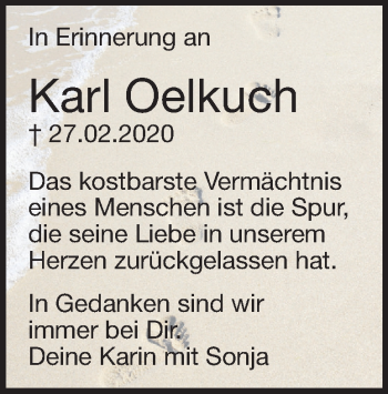 Traueranzeige von Karl Oelkuch von Heidenheimer Zeitung
