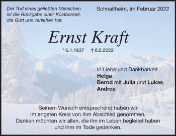 Traueranzeige von Ernst Kraft von Heidenheimer Zeitung