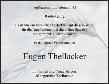 Traueranzeige von Eugen Theilacker von Heidenheimer Zeitung