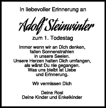 Traueranzeige von Adolf Steinwinter von Heidenheimer Zeitung