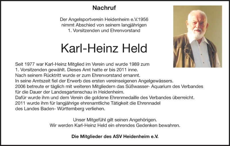  Traueranzeige für Karl-Heinz Held vom 25.02.2022 aus Heidenheimer Zeitung