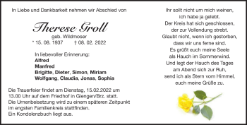 Traueranzeige von Therese Groll von Heidenheimer Zeitung