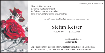 Traueranzeige von Stefan Reiser von Heidenheimer Zeitung