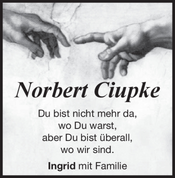 Traueranzeige von Norbert Ciupke von Heidenheimer Zeitung