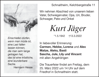 Traueranzeige von Kurt Jäger von Heidenheimer Zeitung