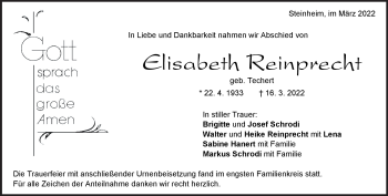 Traueranzeige von Elisabeth Reinprecht von Heidenheimer Zeitung