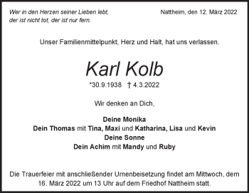 Traueranzeige von Karl Kolb von Heidenheimer Zeitung