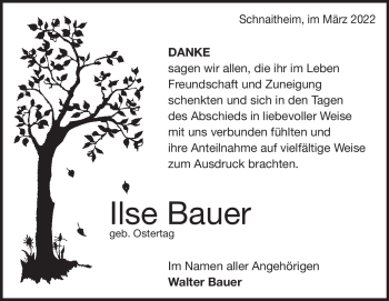 Traueranzeige von Ilse Bauer von Heidenheimer Zeitung