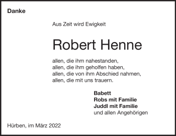 Traueranzeige von Robert Henne von Heidenheimer Zeitung