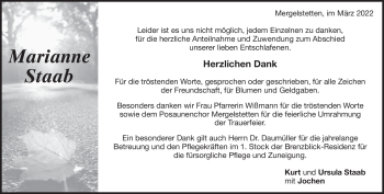 Traueranzeige von Marianne Staab von Heidenheimer Zeitung