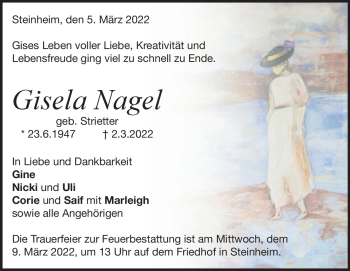 Traueranzeige von Gisela Nagel von Heidenheimer Zeitung