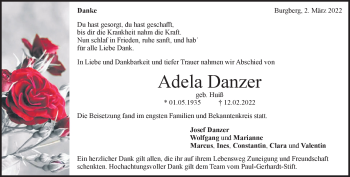 Traueranzeige von Adela Danzer von Heidenheimer Zeitung