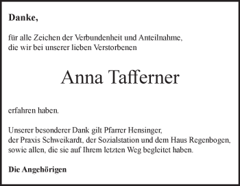 Traueranzeige von Anna Tafferner von Heidenheimer Zeitung