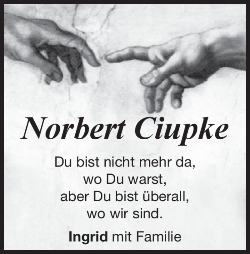  Traueranzeige für Norbert Ciupke vom 24.03.2022 aus Heidenheimer Zeitung