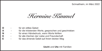 Traueranzeige von Hermine Kimmel von Heidenheimer Zeitung
