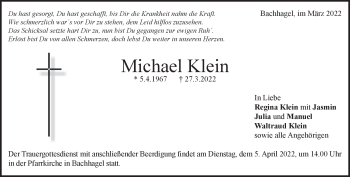 Traueranzeige von Michael Klein von Heidenheimer Zeitung