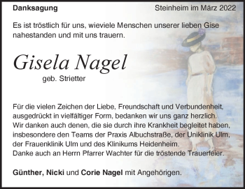 Traueranzeige von Gisela Nagel von Heidenheimer Zeitung