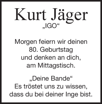 Traueranzeige von Kurt Jäger von Heidenheimer Zeitung