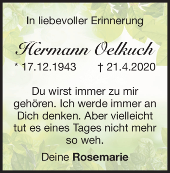 Traueranzeige von Hermann Oelkuch von Heidenheimer Zeitung