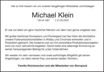 Traueranzeige von Michael Klein von Heidenheimer Zeitung